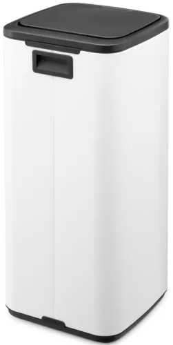 Brabantia Bo Touch Bin nyomófedeles hulladékgyűjtő, karcsú, négyzetes forma, műanyag tartály, 30L - O méret, acél, fehér