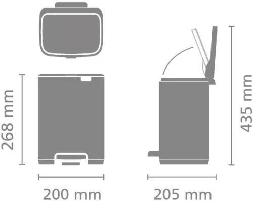 Brabantia Bo Pedal Bin pedálos hulladékgyűjtő szagmentesen záródó Soft-Close fedél, karcsú, négyzetes forma, műanyag