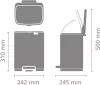 Brabantia Bo Pedal Bin pedálos hulladékgyűjtő szagmentesen záródó Soft-Close fedél, karcsú, négyzetes forma, műanyag