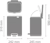 Brabantia Bo Pedal Bin pedálos hulladékgyűjtő szagmentesen záródó Soft-Close fedél, karcsú, négyzetes forma, műanyag