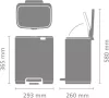 Brabantia Bo Pedal Bin pedálos hulladékgyűjtő szagmentesen záródó Soft-Close fedél, karcsú, négyzetes forma, műanyag
