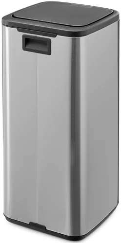 Brabantia Bo Touch Bin nyomófedeles hulladékgyűjtő, karcsú, négyzetes forma, műanyag tartály, 30L - O méret, r.m. acél,