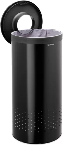 Brabantia Laundry Bin szennyestartó szellőző nyílásokkal, tépőzáras, mosható szennyesgyűjtő zsák, henger forma, közepes