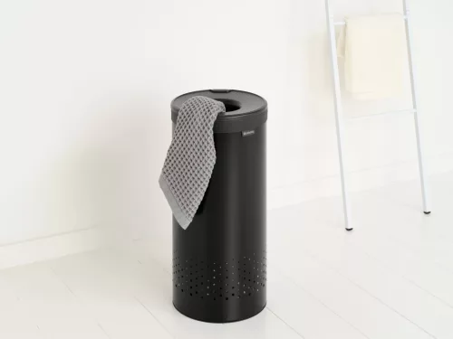 Brabantia Laundry Bin szennyestartó szellőző nyílásokkal, tépőzáras, mosható szennyesgyűjtő zsák, henger forma, közepes