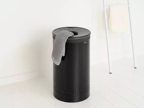 Brabantia Laundry Bin szennyestartó szellőző nyílásokkal, tépőzáras, mosható szennyesgyűjtő zsák, henger forma, nagy