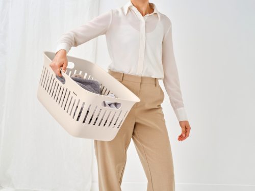 Brabantia Collect-It Laundry Basket szennyeskosár, 40L, 3db odalsó fogantyúval, szellőző nyílásokkal, újrahasznosított