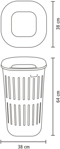 Brabantia Collect-It Laundry Basket magasított szennyestartó kosár levehető Quick-Drop fedővel, 55L, szellőző test,
