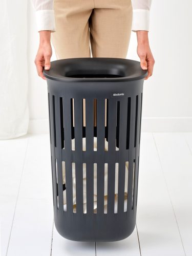 Brabantia Collect-It Laundry Basket magasított szennyestartó kosár levehető Quick-Drop fedővel, 55L, szellőző test,