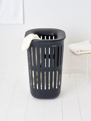 Brabantia Collect-It Laundry Basket magasított szennyestartó kosár levehető Quick-Drop fedővel, 55L, szellőző test,