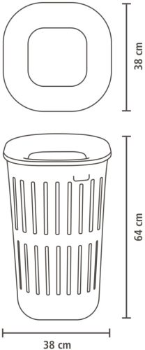 Brabantia Collect-It Laundry Basket magasított szennyestartó kosár levehető Quick-Drop fedővel, 55L, szellőző test,