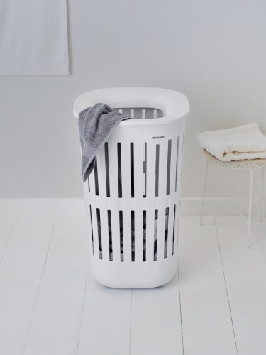 Brabantia Collect-It Laundry Basket magasított szennyestartó kosár levehető Quick-Drop fedővel, 55L, szellőző test,