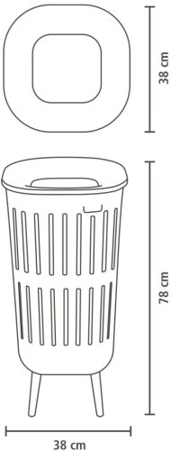 Brabantia Collect-It Laundry Basket Hi magasított szennyestartó kosár lábakon, levehető Quick-Drop fedővel, 55L,