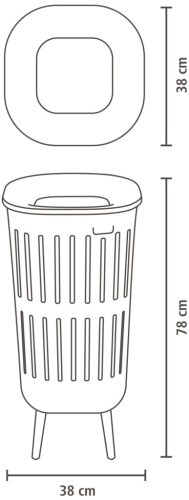 Brabantia Collect-It Laundry Basket Hi magasított szennyestartó kosár lábakon, levehető Quick-Drop fedővel, 55L,