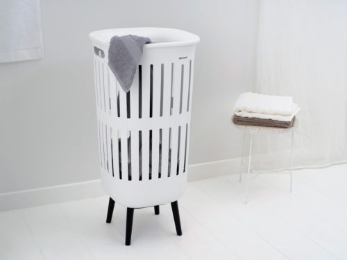 Brabantia Collect-It Laundry Basket Hi magasított szennyestartó kosár lábakon, levehető Quick-Drop fedővel, 55L,