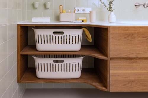 Brabantia Collect-It Laundry Basket 2db-os szennyeskosár szett, 2x40L, fogantyúkkal, szellőző nyílásokkal,