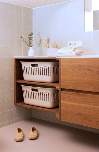 Brabantia Collect-It Laundry Basket 2db-os szennyeskosár szett, 2x40L, fogantyúkkal, szellőző nyílásokkal,