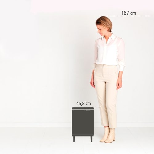 Brabantia Bo Waste Bin Hi hulladékgyűjtő felnyitható, Soft-Close fedéllel, magasított, lábakon álló, műanyag tartály,
