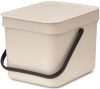 Brabantia Sort & Go konyhai szemetes felnyitható fedéllel, fogantyúval, szelektív és komposzt gyűjtéséhez, 6L - S méret,