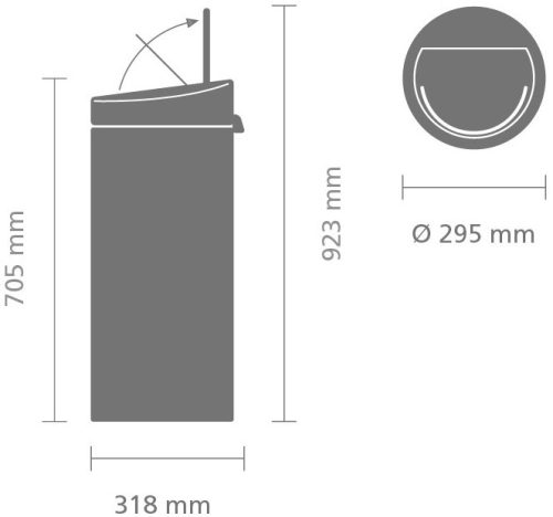 Brabantia Touch Bin New Soft-Touch nyomófedeles hulladékgyűjtő belső tartállyal, kerek, 30L - G méret, acél,