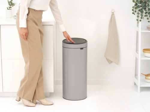 Brabantia Touch Bin New Soft-Touch nyomófedeles hulladékgyűjtő belső tartállyal, kerek, 30L - G méret, acél,