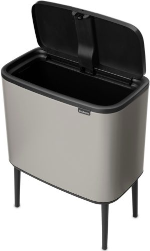 Brabantia Bo Touch Bin nyomófedeles hulladékgyűjtő, magasított, lábakon álló, műanyag tartály, 36L - R méret, acél,