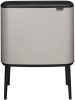 Brabantia Bo Touch Bin nyomófedeles szelektív hulladékgyűjtő, magasított, lábakon álló, műanyag tartály, 11+23L - X+J