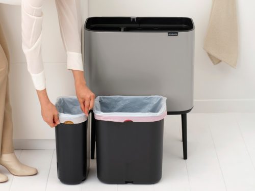 Brabantia Bo Touch Bin nyomófedeles szelektív hulladékgyűjtő, magasított, lábakon álló, műanyag tartály, 11+23L - X+J