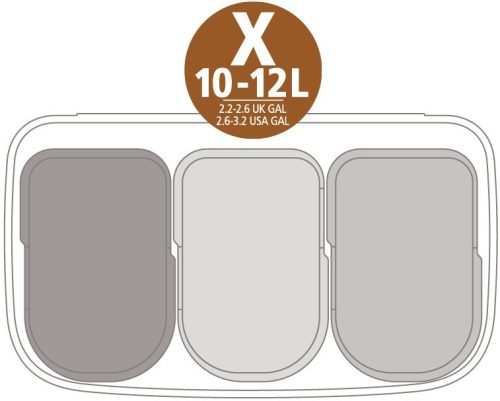 Brabantia Bo Touch Bin nyomófedeles szelektív hulladékgyűjtő, magasított, lábakon álló, műanyag tartály, 3x11L - X méret