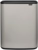 Brabantia Bo Touch Bin nyomófedeles hulladékgyűjtő XXL, padlón álló, műanyag tartály, 2x30L - O méret, acél,