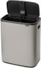 Brabantia Bo Touch Bin nyomófedeles hulladékgyűjtő XXL, padlón álló, műanyag tartály, 2x30L - O méret, acél,