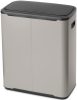Brabantia Bo Touch Bin nyomófedeles hulladékgyűjtő XXL, padlón álló, műanyag tartály, 2x30L - O méret, acél,