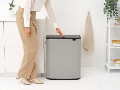 Brabantia Bo Touch Bin nyomófedeles hulladékgyűjtő XXL, padlón álló, műanyag tartály, 2x30L - O méret, acél,