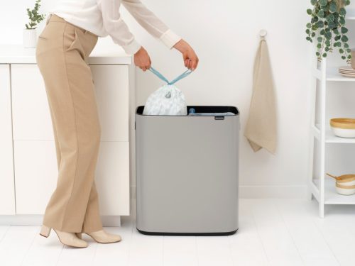 Brabantia Bo Touch Bin nyomófedeles hulladékgyűjtő XXL, padlón álló, műanyag tartály, 2x30L - O méret, acél,