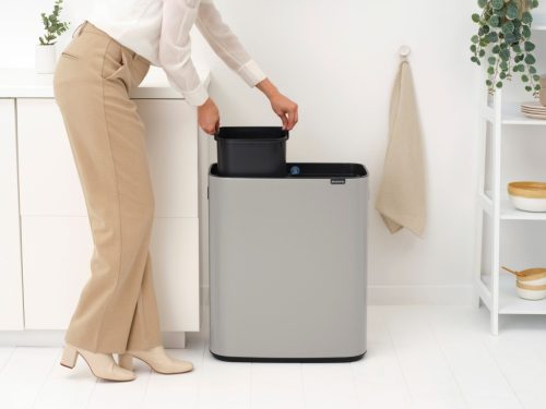 Brabantia Bo Touch Bin nyomófedeles hulladékgyűjtő XXL, padlón álló, műanyag tartály, 2x30L - O méret, acél,