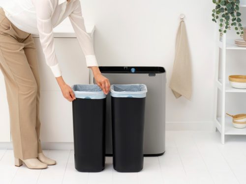 Brabantia Bo Touch Bin nyomófedeles hulladékgyűjtő XXL, padlón álló, műanyag tartály, 2x30L - O méret, acél,