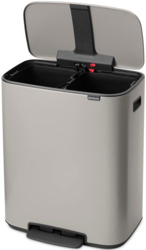 Brabantia Bo Pedal Bin pedálos szelektív hulladékgyűjtő szagmentesen záródó Soft-Close fedél, műanyag tartály, 2x30L