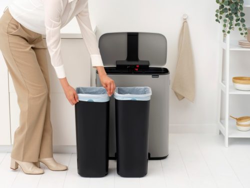 Brabantia Bo Pedal Bin pedálos szelektív hulladékgyűjtő szagmentesen záródó Soft-Close fedél, műanyag tartály, 2x30L