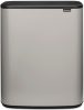 Brabantia Bo Touch Bin nyomófedeles hulladékgyűjtő XXL, padlón álló, műanyag tartály, 60L - M méret, acél, hamvasszürke