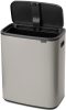 Brabantia Bo Touch Bin nyomófedeles hulladékgyűjtő XXL, padlón álló, műanyag tartály, 60L - M méret, acél, hamvasszürke