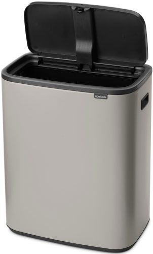 Brabantia Bo Touch Bin nyomófedeles hulladékgyűjtő XXL, padlón álló, műanyag tartály, 60L - M méret, acél, hamvasszürke