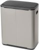 Brabantia Bo Touch Bin nyomófedeles hulladékgyűjtő XXL, padlón álló, műanyag tartály, 60L - M méret, acél, hamvasszürke