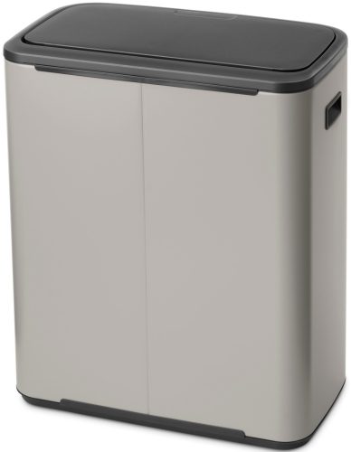 Brabantia Bo Touch Bin nyomófedeles hulladékgyűjtő XXL, padlón álló, műanyag tartály, 60L - M méret, acél, hamvasszürke