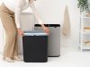 Brabantia Bo Touch Bin nyomófedeles hulladékgyűjtő XXL, padlón álló, műanyag tartály, 60L - M méret, acél, hamvasszürke