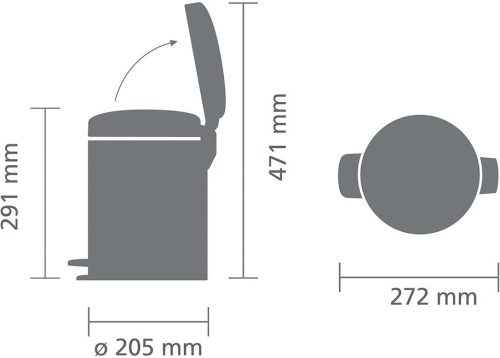 Brabantia NewIcon pedálos hulladékgyűjtő szagmentesen záródó Soft-Close fedél, műanyag tartály, 5L - W méret, acél,