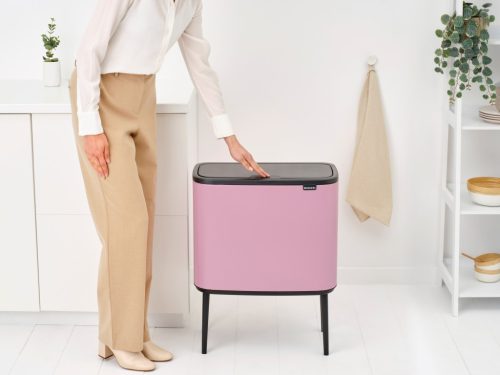 Brabantia Bo Touch Bin nyomófedeles szelektív hulladékgyűjtő, magasított, lábakon álló, műanyag tartály, 11+23L - X+J