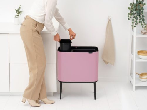 Brabantia Bo Touch Bin nyomófedeles szelektív hulladékgyűjtő, magasított, lábakon álló, műanyag tartály, 11+23L - X+J