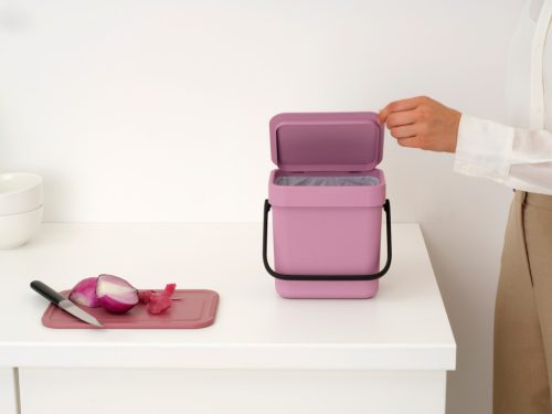 Brabantia Sort & Go konyhai szemetes felnyitható fedéllel, fogantyúval szelektív és komposzt gyűjtéséhez, 3L - A méret,