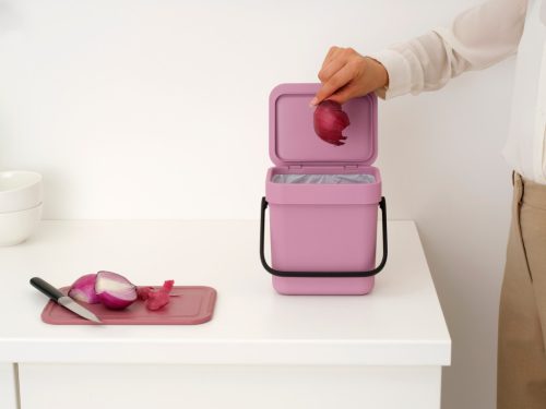 Brabantia Sort & Go konyhai szemetes felnyitható fedéllel, fogantyúval szelektív és komposzt gyűjtéséhez, 3L - A méret,