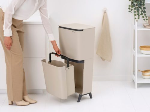 Brabantia SortUp Recycle Bin Hi 2 szintes szelektív hulladékgyűjtő torony lábakon, felhajtható fedéllel, 10+10+25L