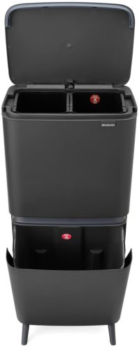 Brabantia SortUp Recycle Bin Hi 2 szintes szelektív hulladékgyűjtő torony lábakon, felhajtható fedéllel, 10+10+25L-